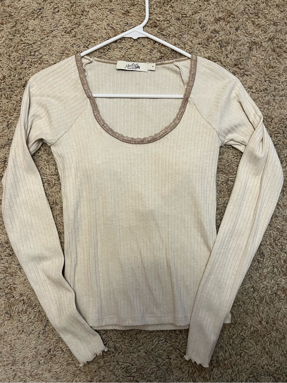 Cream long sleeve shirt brand Nectar Clothing size small